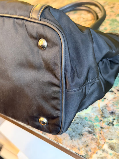 PRADA BLACK NYLON TWO WAY HANDBAG