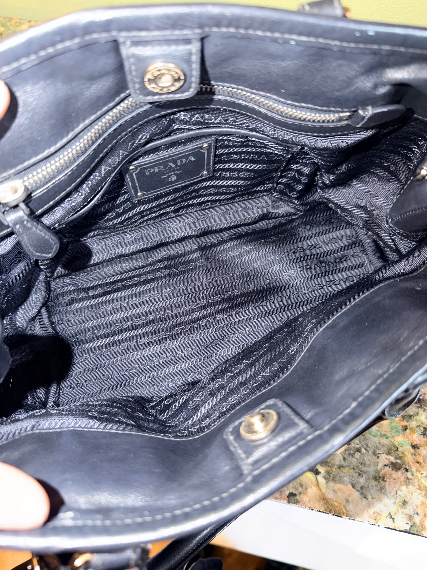 PRADA BLACK NYLON TWO WAY HANDBAG