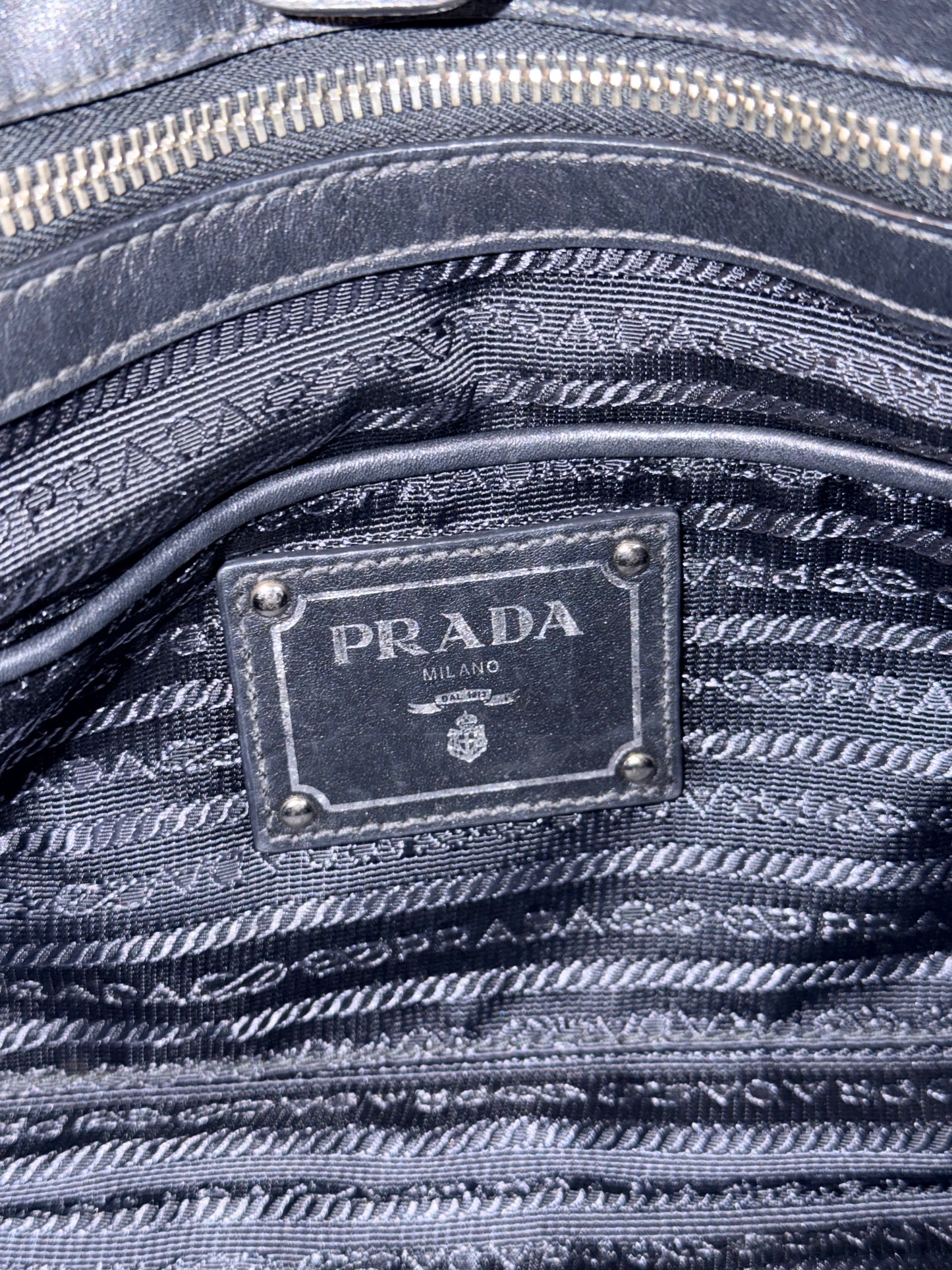 PRADA BLACK NYLON TWO WAY HANDBAG