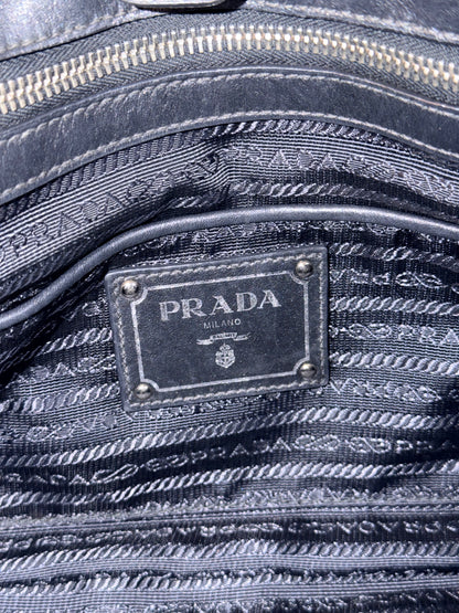 PRADA BLACK NYLON TWO WAY HANDBAG