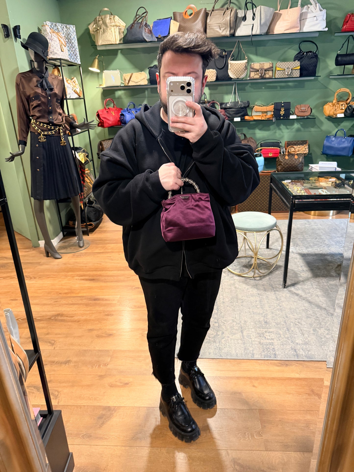 DIOR PURPLE SILK MINI BUCKET HANDBAG