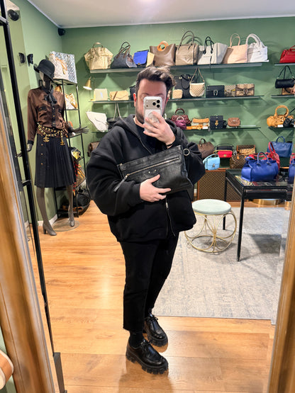 BALENCIAGA BLACK MOTOCROSS CLIP POCHETTE