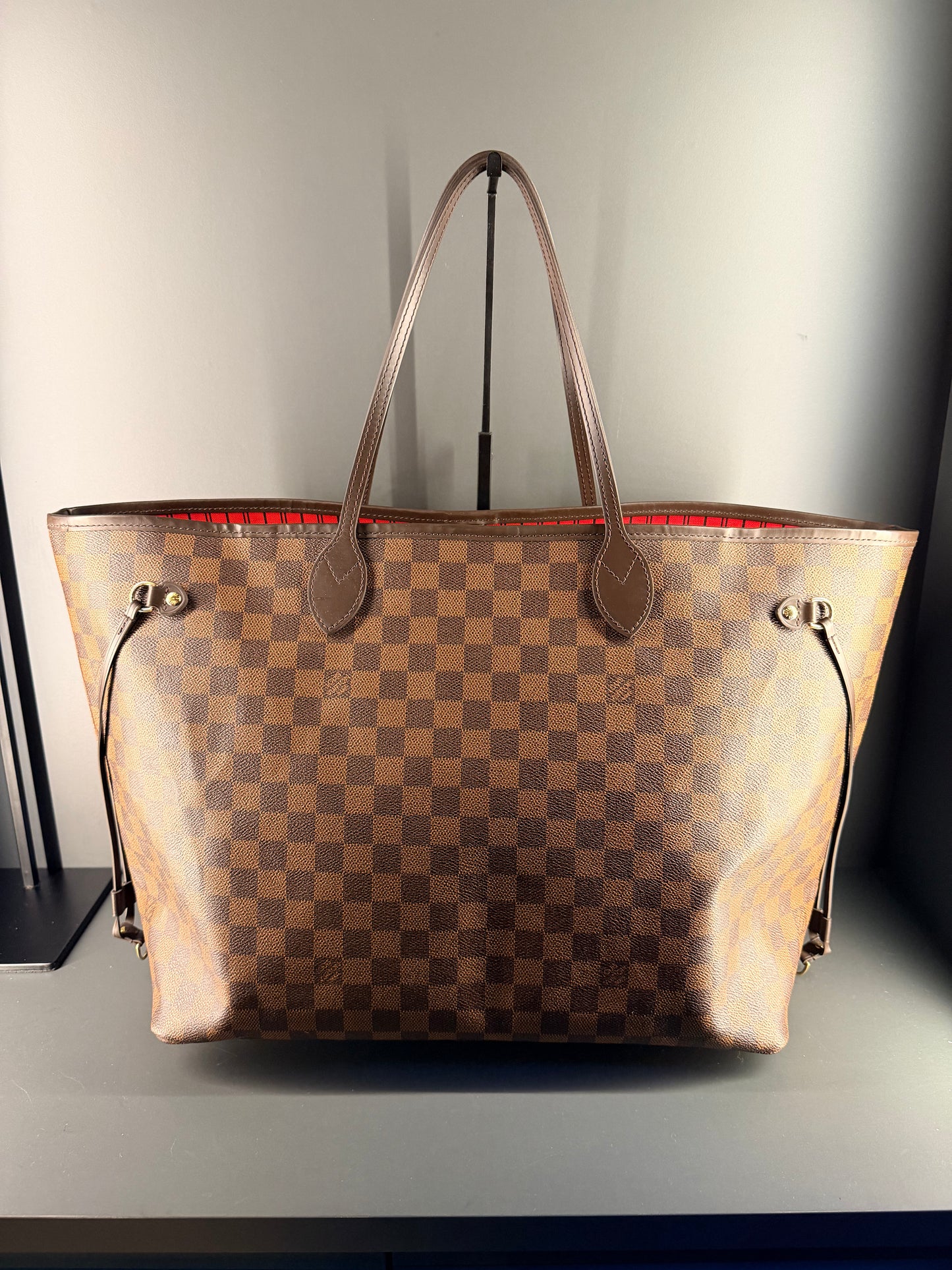 LOUIS VUITTON DAMIER EBENE NEVERFULL GM SHOPPING TOTE