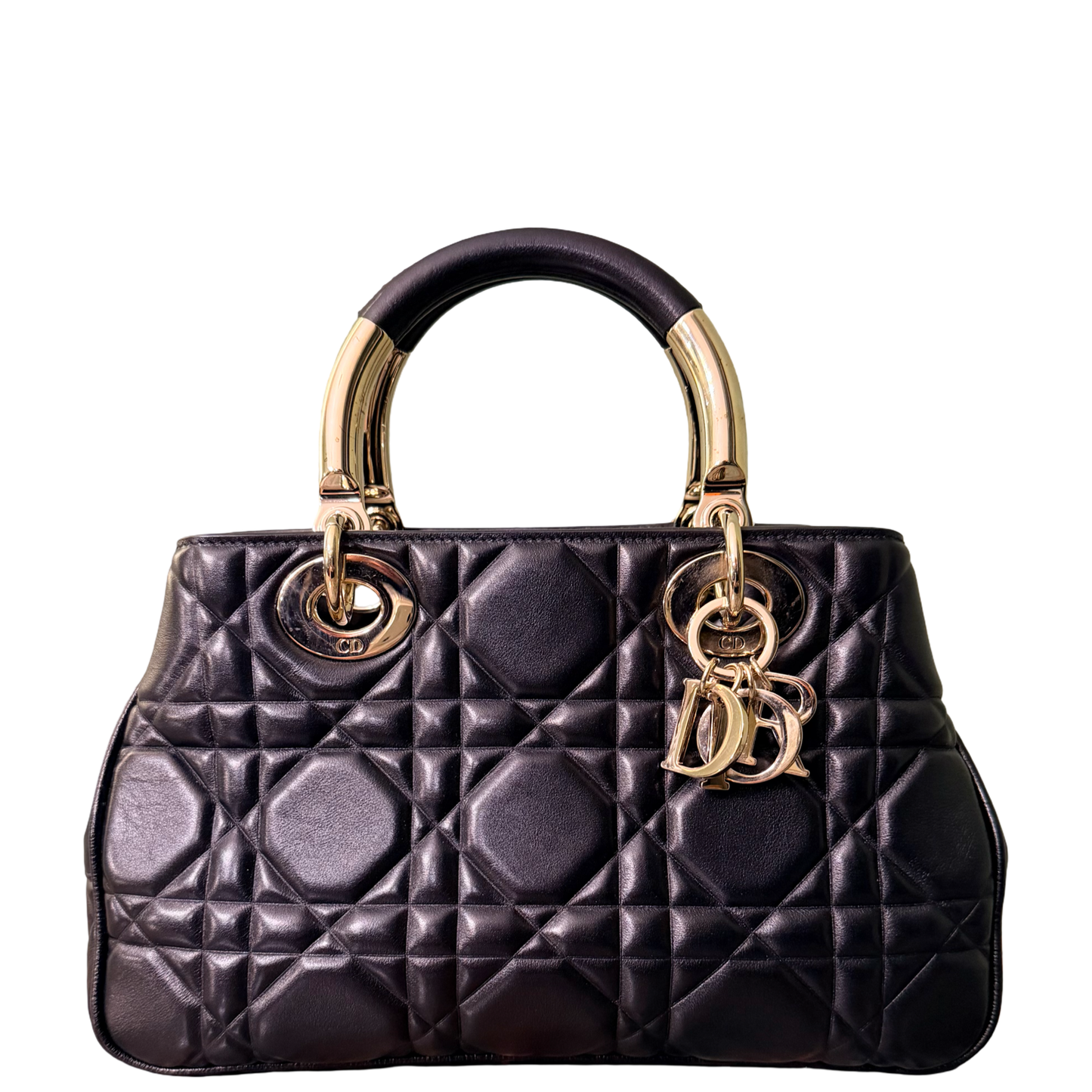 DIOR BLACK MEDIUM LADY DIOR 95.22 HANDBAG