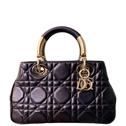 DIOR BLACK MEDIUM LADY DIOR 95.22 HANDBAG