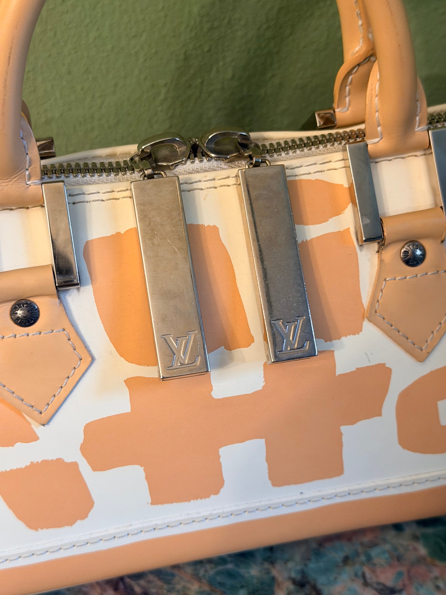 STEPHEN SPROUSE X LOUIS VUITTON BEIGE GRAFFITI ALMA EAST WEST HANDBAG