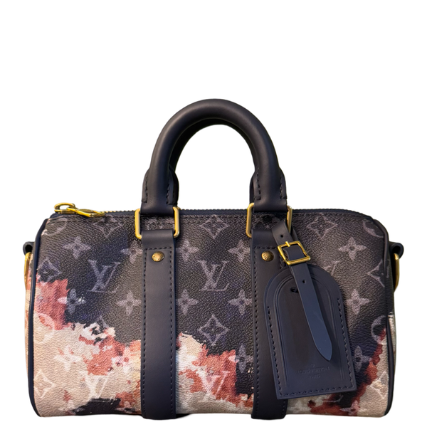 LOUIS VUITTON NAVY MONOGRAM INK KEEPALL 25 CROSSBODY BAG