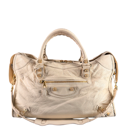 BALENCIAGA WHITE MEDIUM CLASSIC GIANT 12 CITY HANDBAG