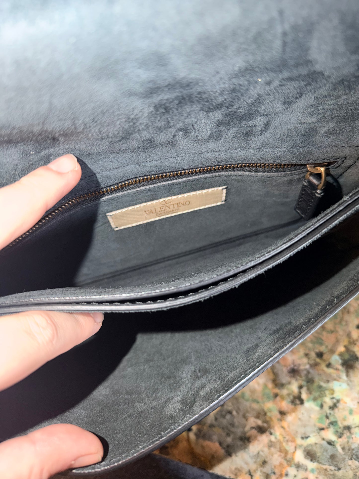 VALENTINO BLACK ROCKSTUD POCHETTE