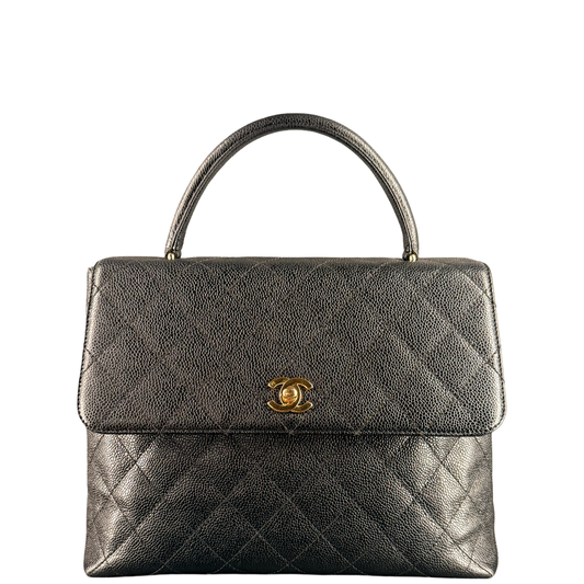 CHANEL BLACK CAVIAR KELLY TOP HANDLE HANDBAG