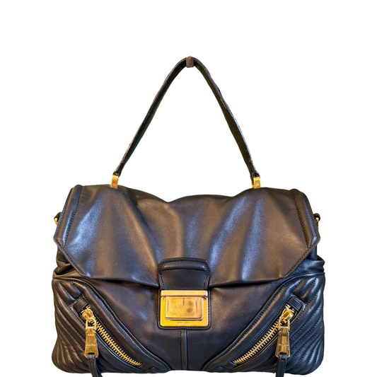 MIU MIU BLACK BIKER TOP HANDLE HANDBAG