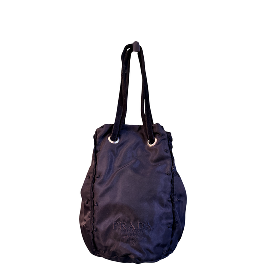 PRADA BLACK NYLON MINI BUCKET BAG