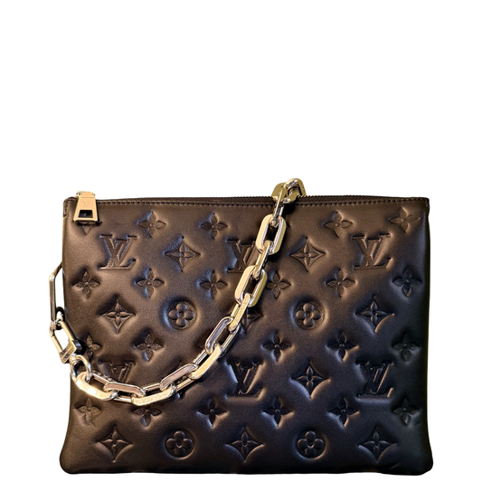 LOUIS VUITTON BLACK COUSSIN PM CROSSBODY BAG