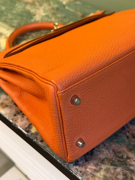 HERMÈS TOGO ORANGE KELLY 32 HANDBAG