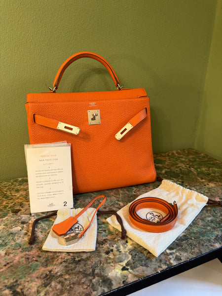 HERMÈS TOGO ORANGE KELLY 32 HANDBAG