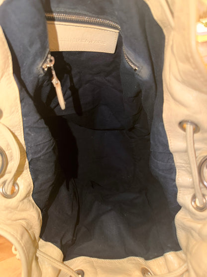 BALENCIAGA BEIGE LARGE POMPON BUCKET BAG