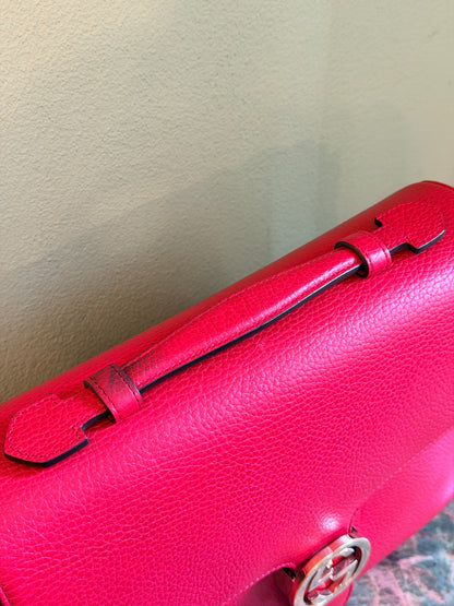 GUCCI RED LARGE INTERLOCKING CHAIN HANDBAG