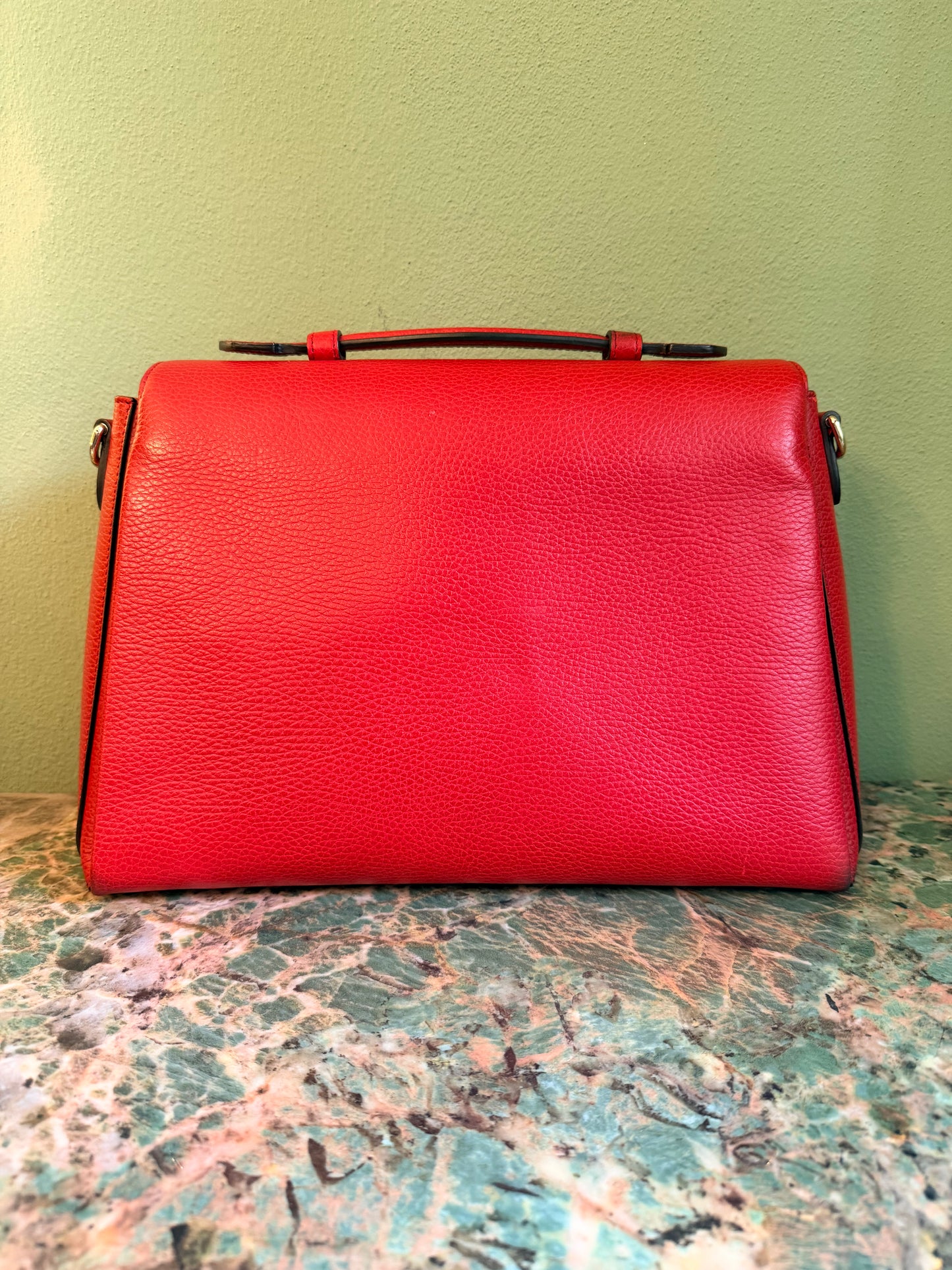 GUCCI RED LARGE INTERLOCKING CHAIN HANDBAG