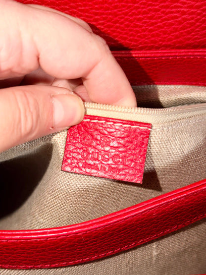 GUCCI RED LARGE INTERLOCKING CHAIN HANDBAG