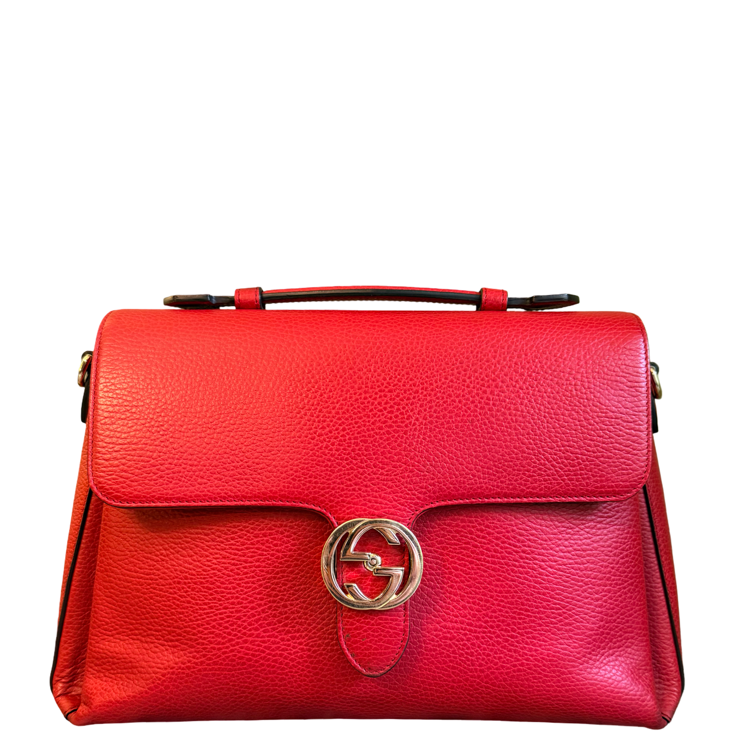 GUCCI RED LARGE INTERLOCKING CHAIN HANDBAG
