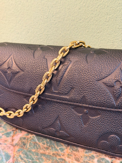 LOUIS VUITTON BLACK EMPREINTE POCHETTE IVY CROSSBODY BAG