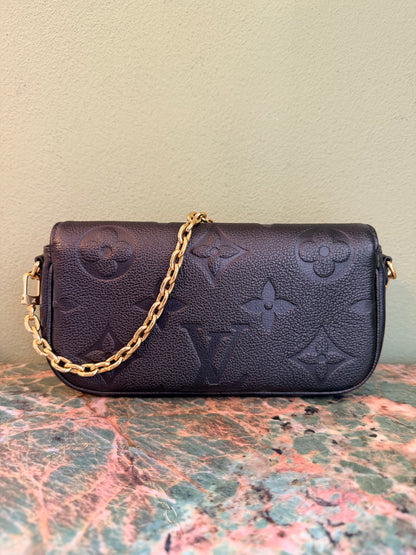 LOUIS VUITTON BLACK EMPREINTE POCHETTE IVY CROSSBODY BAG