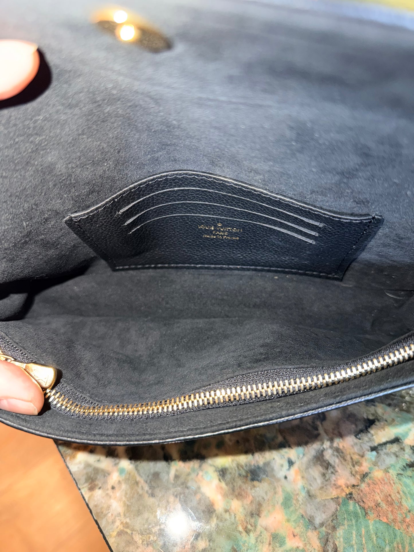 LOUIS VUITTON BLACK EMPREINTE POCHETTE IVY CROSSBODY BAG