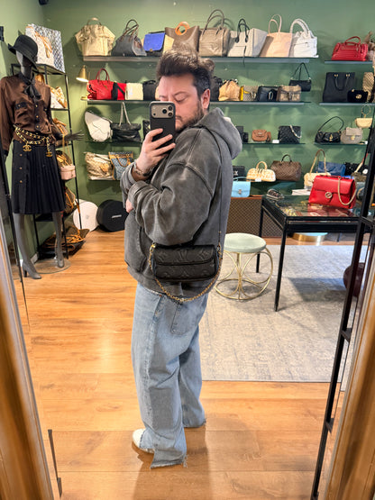 LOUIS VUITTON BLACK EMPREINTE POCHETTE IVY CROSSBODY BAG