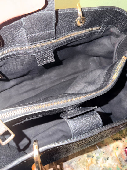 GUCCI BLACK BAMBOO SHOPPING TOTE W/ STRAP