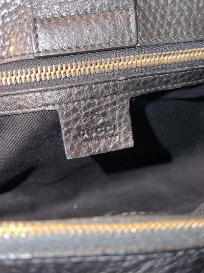 GUCCI BLACK BAMBOO SHOPPING TOTE W/ STRAP