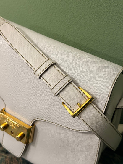 PRADA WHITE SAFFIANO SHOULDER BAG
