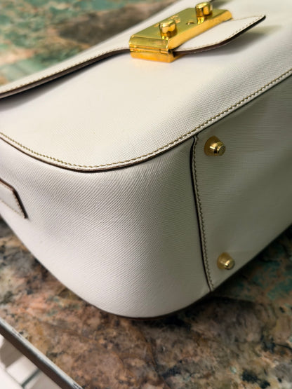 PRADA WHITE SAFFIANO SHOULDER BAG