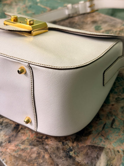 PRADA WHITE SAFFIANO SHOULDER BAG