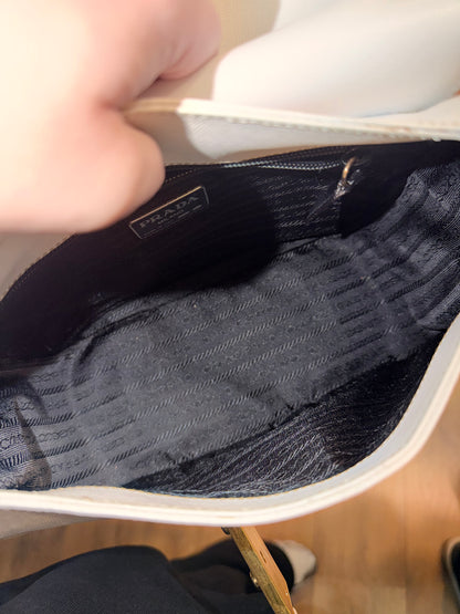 PRADA WHITE SAFFIANO SHOULDER BAG