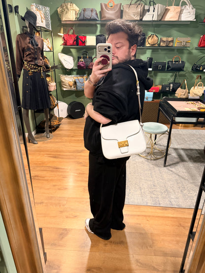 PRADA WHITE SAFFIANO SHOULDER BAG