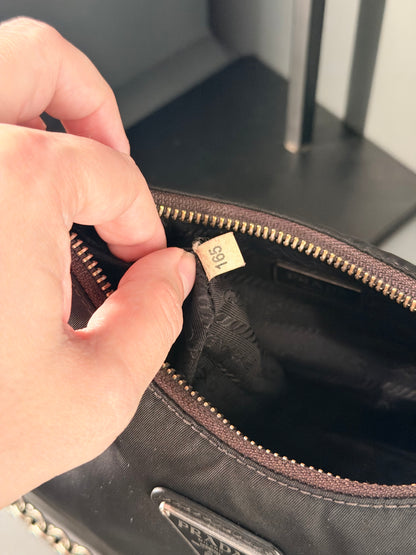 PRADA BLACK NYLON RE EDITION 2005 CROSSBODY BAG