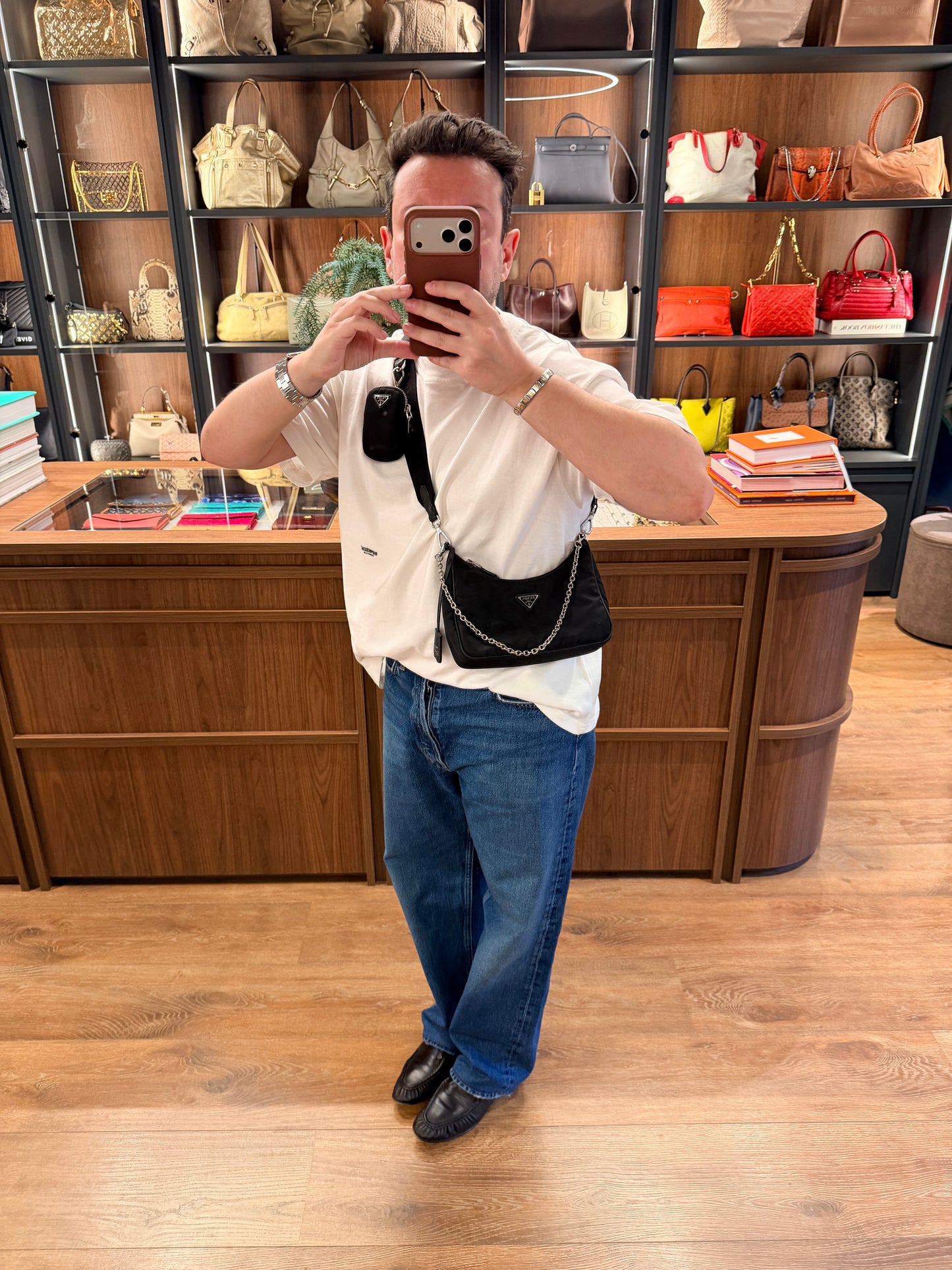 PRADA BLACK NYLON RE EDITION 2005 CROSSBODY BAG