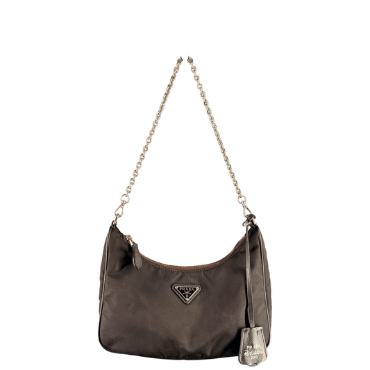 PRADA BLACK NYLON RE EDITION 2005 CROSSBODY BAG
