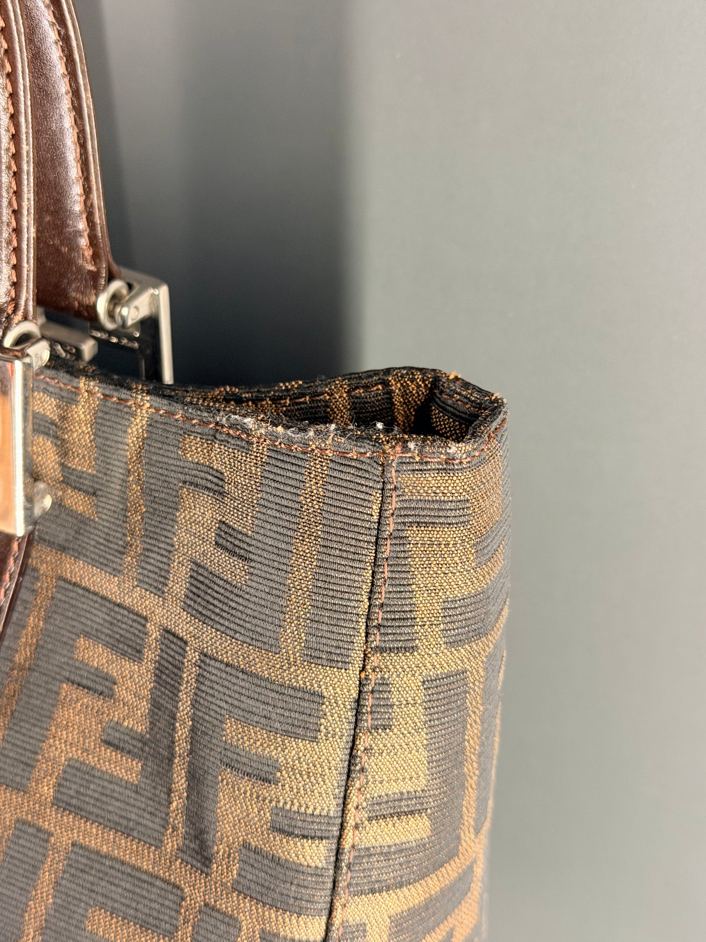 FENDI ZUCCA SMALL TWIN TOTE HANDBAG