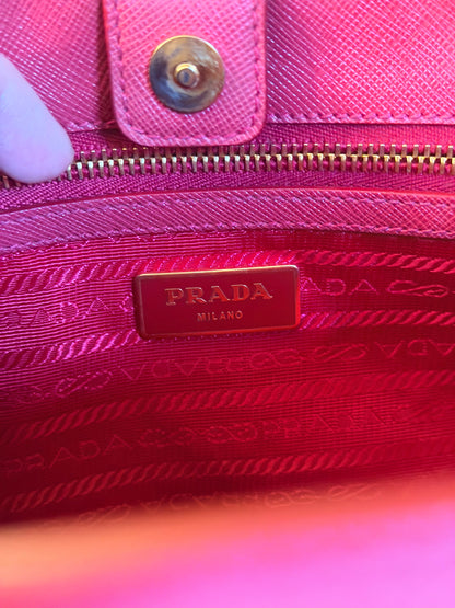 PRADA RED MEDIUM GALLERIA HANDBAG