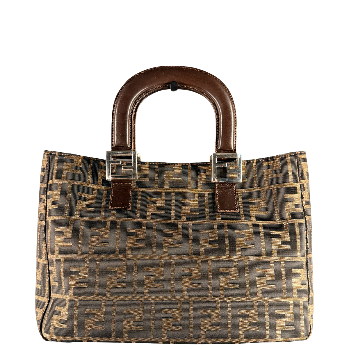 FENDI ZUCCA SMALL TWIN TOTE HANDBAG