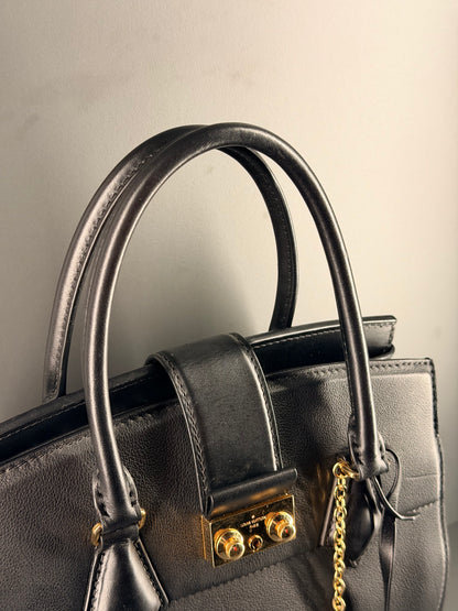 LOUIS VUITTON BLACK COUR MARLY PM HANDBAG