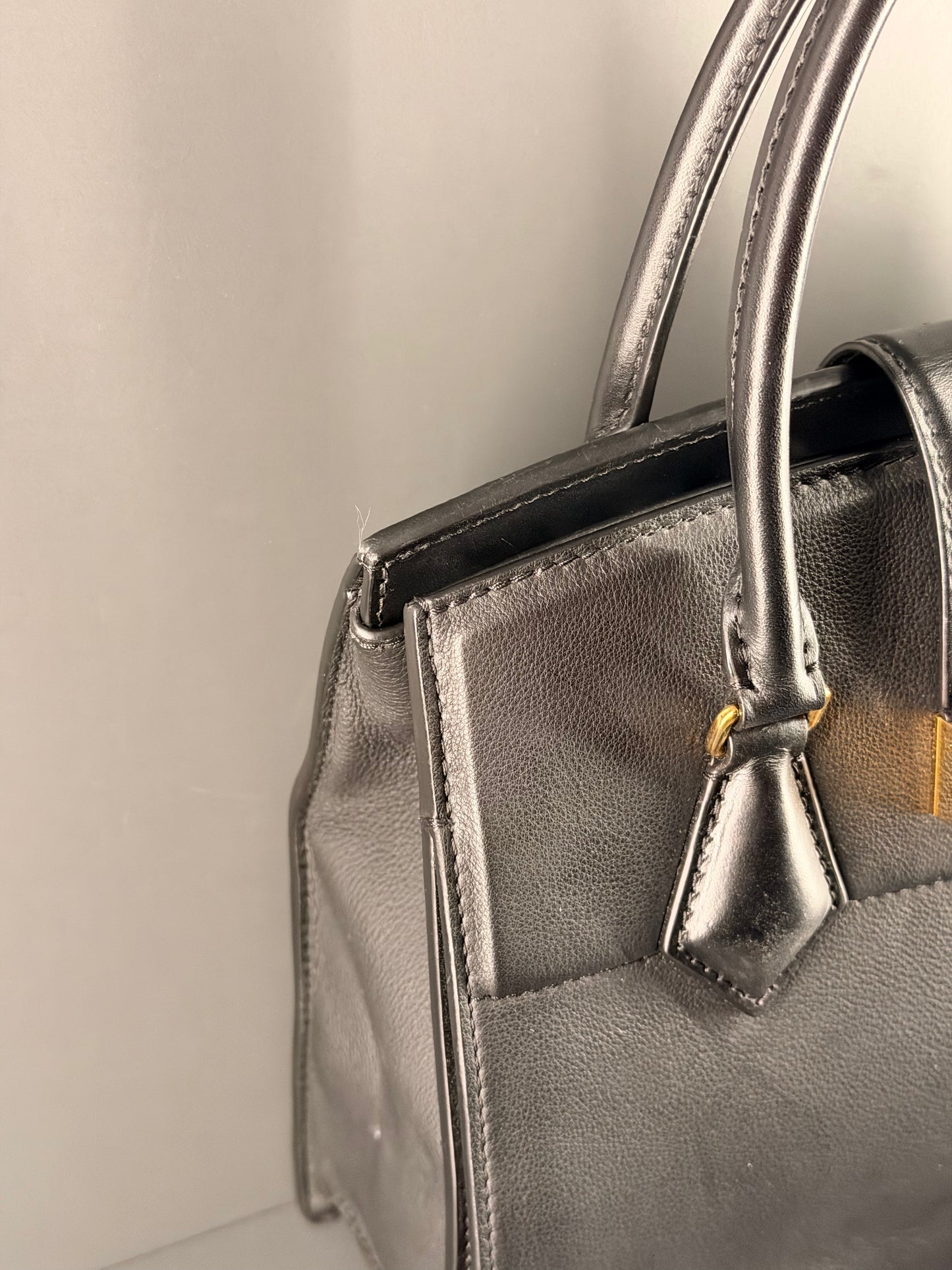 LOUIS VUITTON BLACK COUR MARLY PM HANDBAG