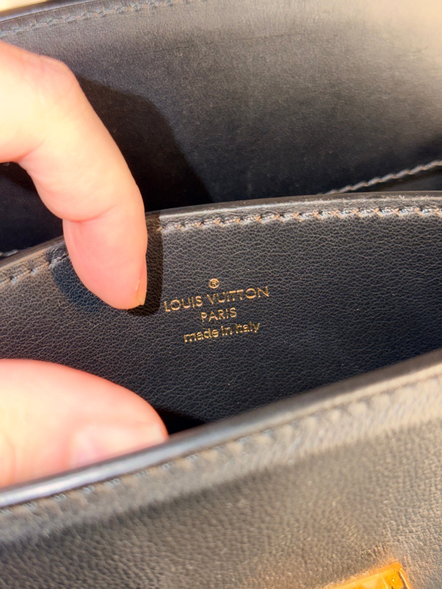 LOUIS VUITTON BLACK COUR MARLY PM HANDBAG