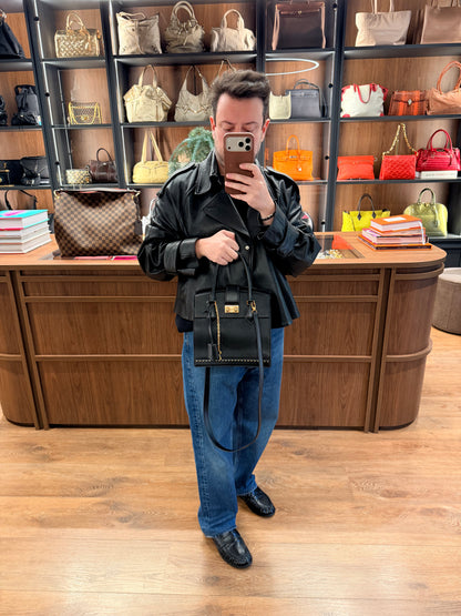 LOUIS VUITTON BLACK COUR MARLY PM HANDBAG