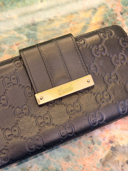 GUCCI BLACK GUCCISSIMA LONG BI FOLD WALLET