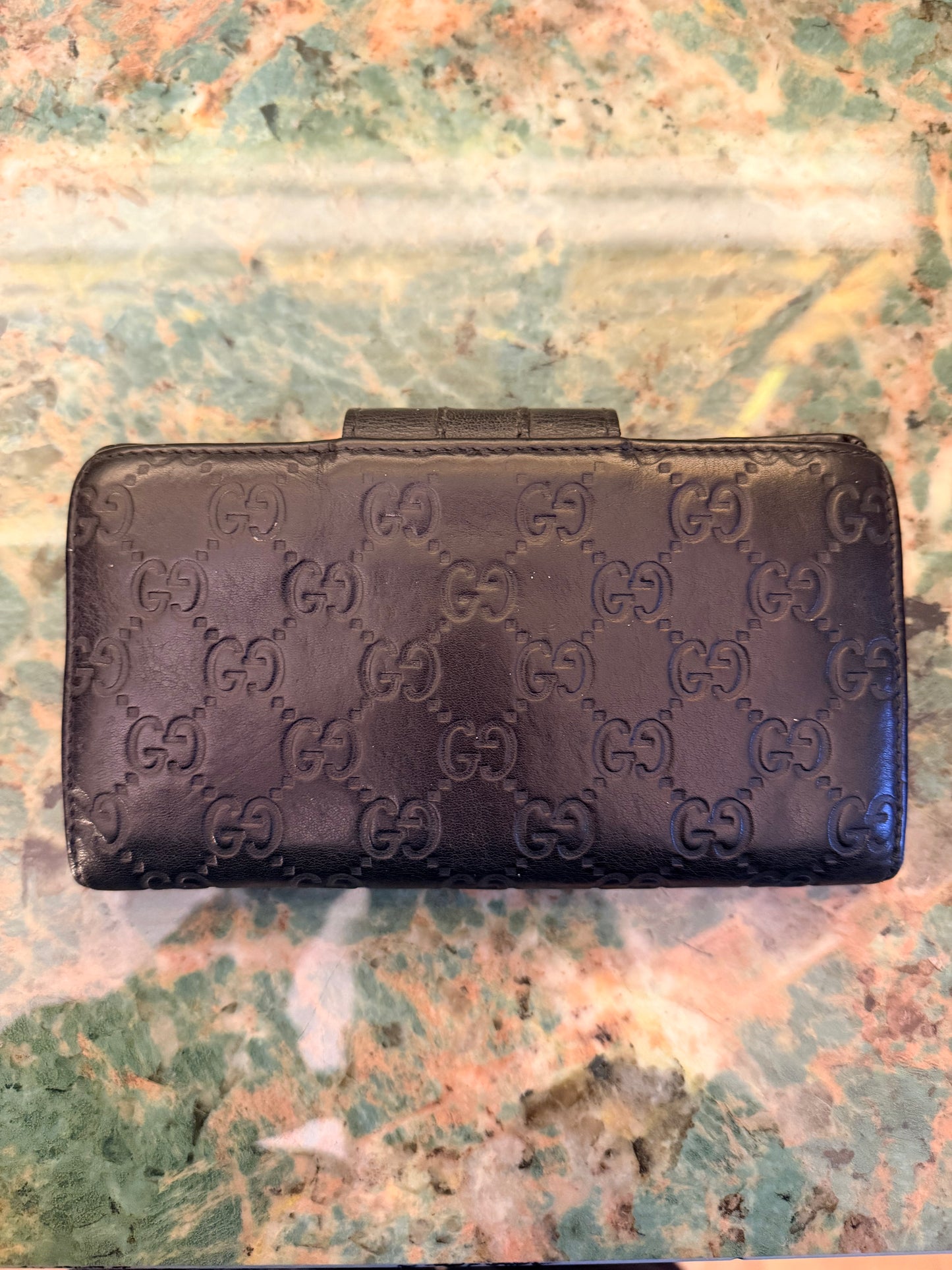 GUCCI BLACK GUCCISSIMA LONG BI FOLD WALLET