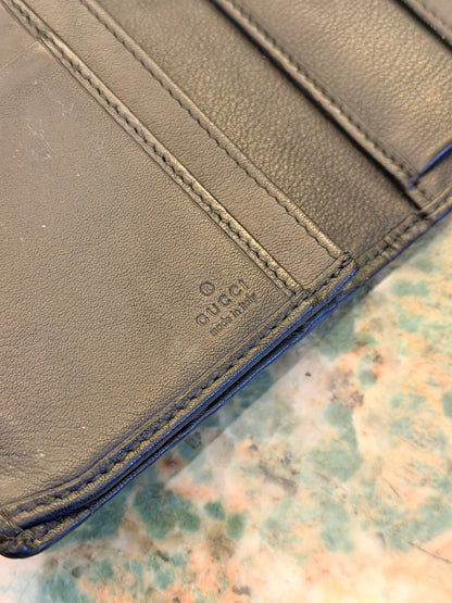 GUCCI BLACK GUCCISSIMA LONG BI FOLD WALLET