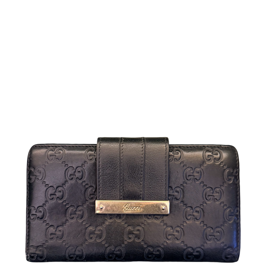 GUCCI BLACK GUCCISSIMA LONG BI FOLD WALLET