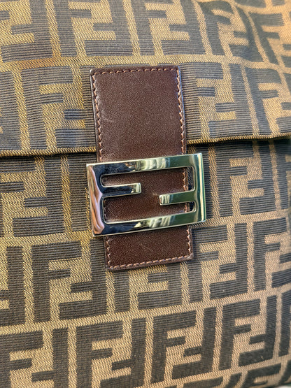 FENDI ZUCCA FLAP SHOULDER BAG